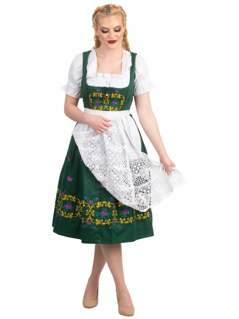 Dirndl Trachten Haus Dress Womens 40 M Embroidered Floral Oktoberfest Milk Maid
